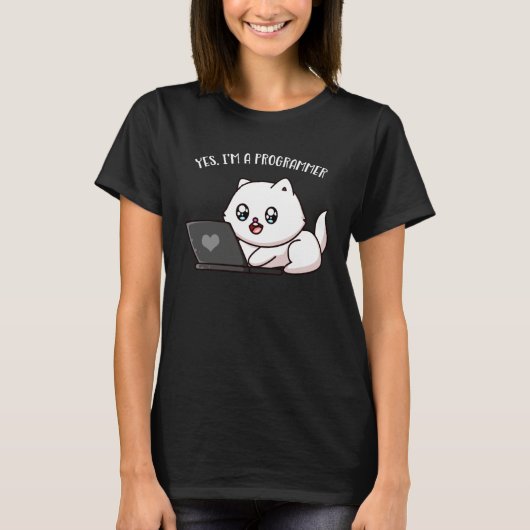 Programmer Cute Cat Computer Administrator Compute T-shirt (Voorkant)