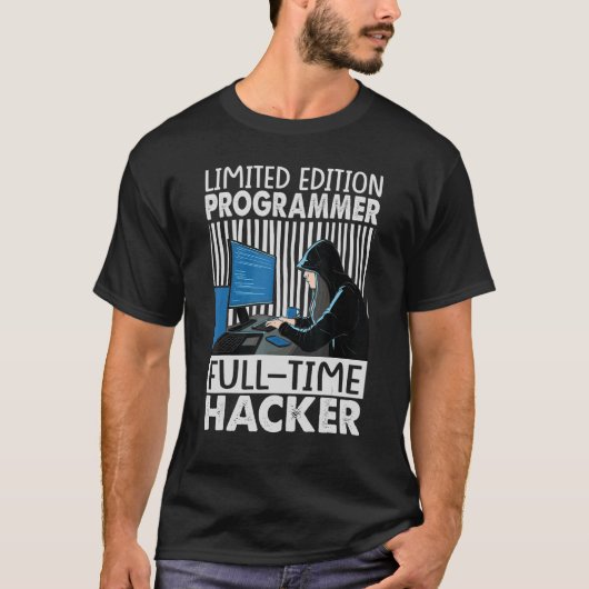 Programmer Full Time Hacker T-shirt (Voorkant)