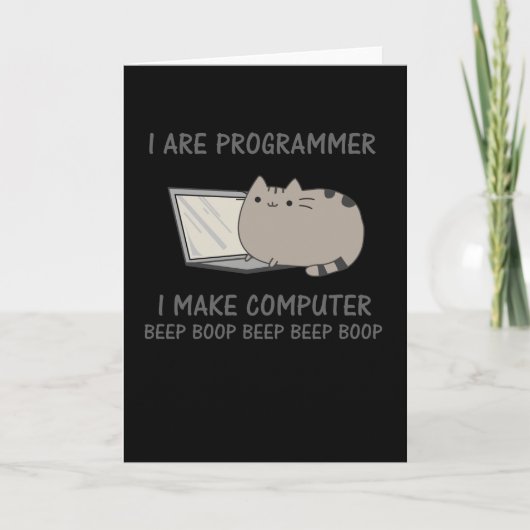 Programmer Funny Cat Computer Nerd Kaart (Voorkant)