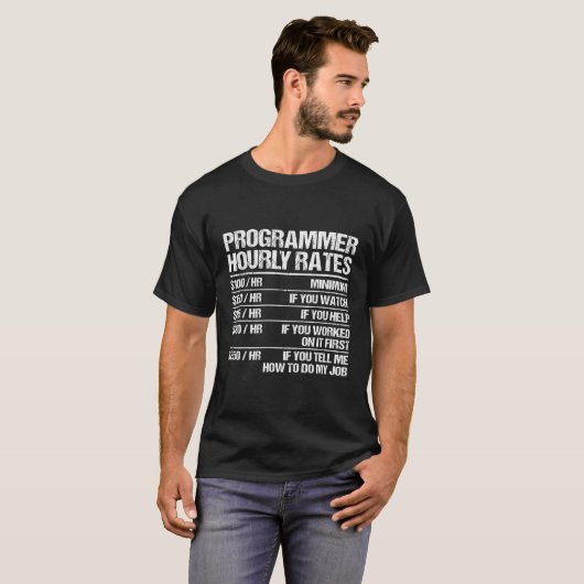Programmer Hourly Rates Programming Funny Coder Gi T-shirt (Voorkant volledig)