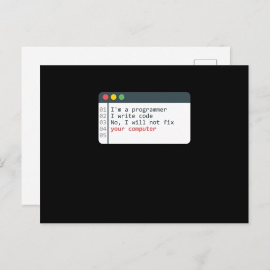 Programmer HTML Computer Coder Coding Programming Briefkaart (Voorkant / Achterkant)