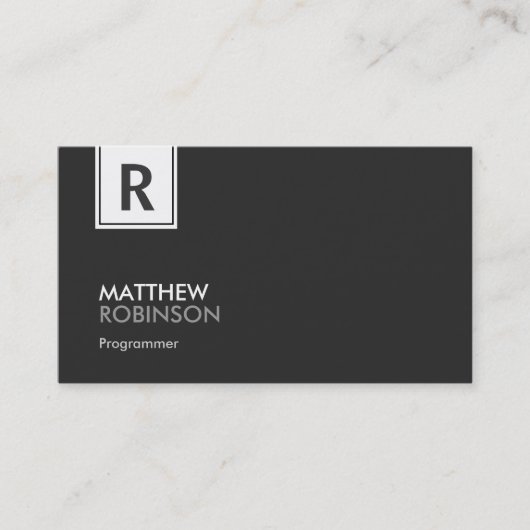 Programmer - Modern Classy Monogram Visitekaartje (Voorkant)