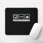 Programmer schrijft code en Drink koffie Muismat (Met muis)