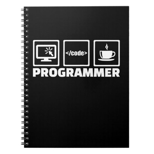 Programmer schrijft code en Drink koffie Notitieboek (Voorkant)