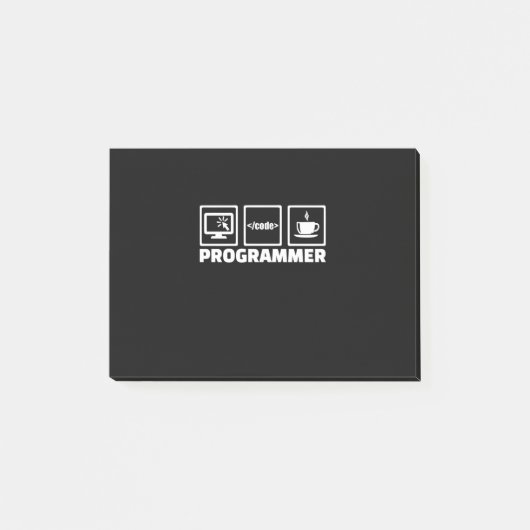 Programmer schrijft code en Drink koffie Post-it® Notes (Voorkant)