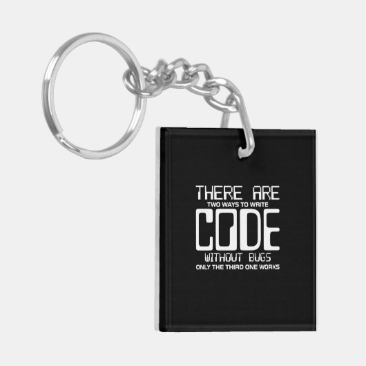 Programmer schrijft Code zonder bugs Sleutelhanger (Voorkant Links)