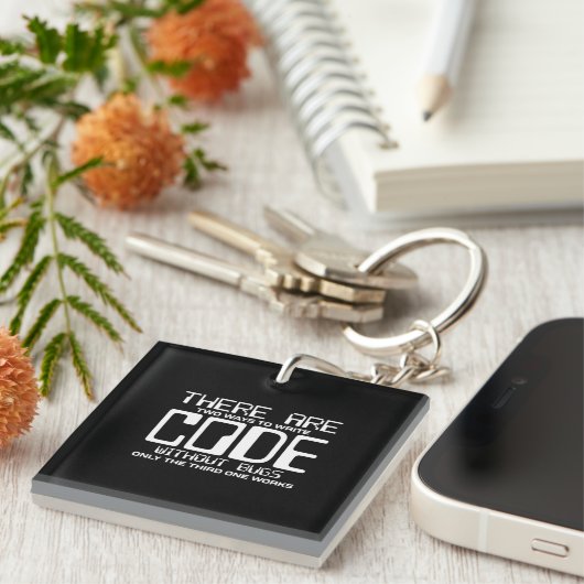 Programmer schrijft Code zonder bugs Sleutelhanger (Voorkant Rechts)