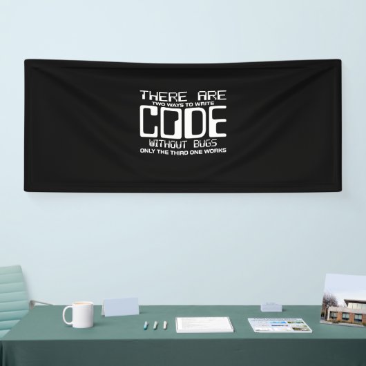 Programmer schrijft Code zonder bugs Spandoek (Beurs)
