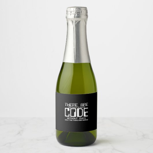 Programmer schrijft Code zonder bugs Sparkling Wijnetiket (Voorkant)