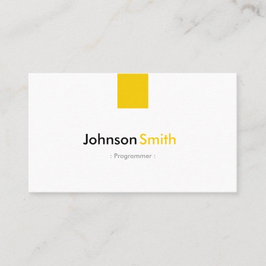 Programmer - Simple Amber Yellow Visitekaartje (Voorkant)