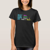 Programmer SQL Quest Geek Database Codering T-shirt (Voorkant)