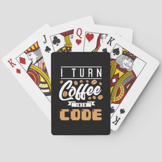 Programmer zet koffie in code pokerkaarten (Achterkant)