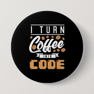 Programmer zet koffie in code ronde button 7,6 cm