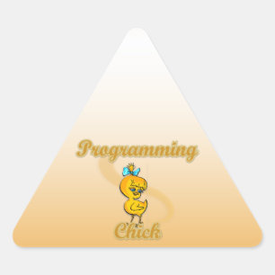 Programmerings Chick Driehoek Sticker