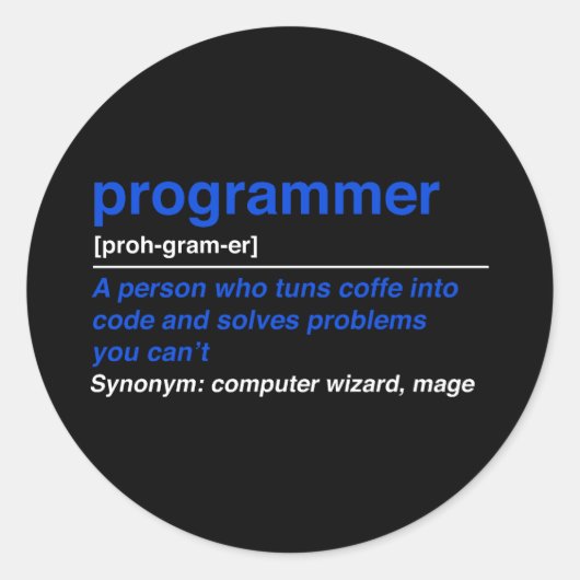 Programmeringsdefinitie Ronde Sticker (Voorkant)