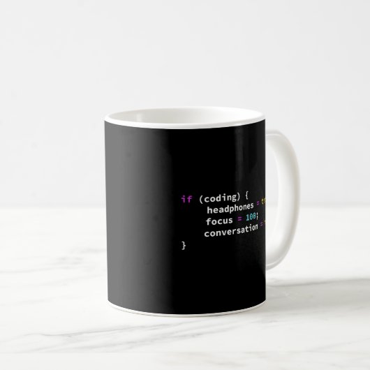 Programmeringsgrap van het coderen van hoofdtelefo koffiemok (Voorkant rechts)