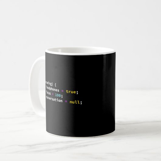 Programmeringsgrap van het coderen van hoofdtelefo koffiemok (Voorkant links)