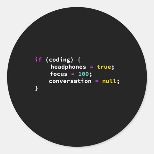 Programmeringsgrap van het coderen van hoofdtelefo ronde sticker (Voorkant)