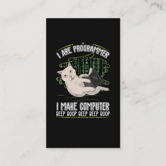 Programmeringsinformatica humor visitekaartje (Voorkant)