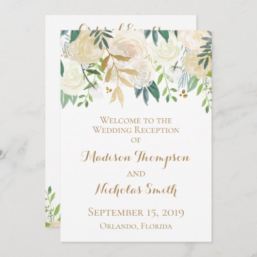 Programmes d'accueil pour mariages à fleurs d'or e (Devant / Derrière)