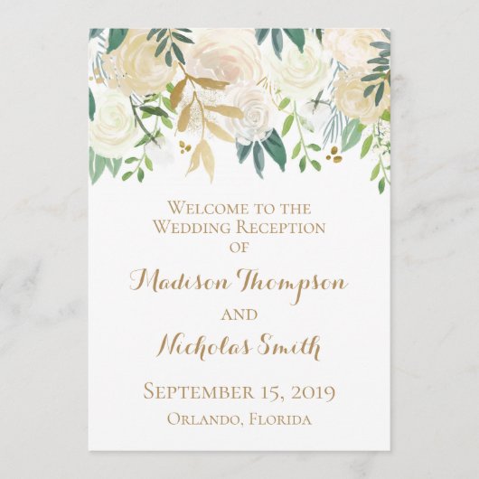 Programmes d'accueil pour mariages à fleurs d'or e (Devant)