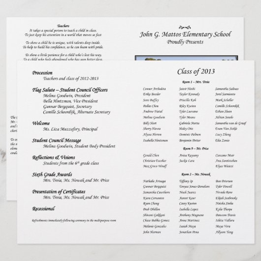 Programmes de 6e année (Devant / Derrière)