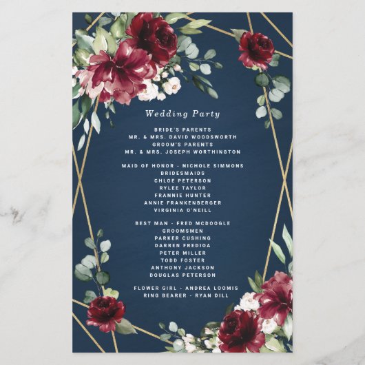 Programmes de Blush et de Mariage d'Or Bleu Bourgo (Dos)