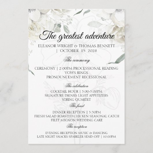 Programmes de cérémonie de mariage bordeaux à fleu (Devant)