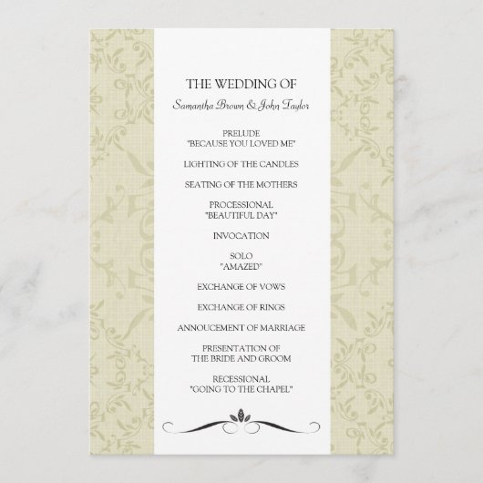 Programmes de cérémonie des mariages (Devant)