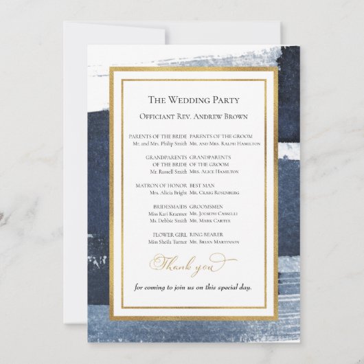 Programmes de cérémonie | Mariage bleu marine Abst (Dos)