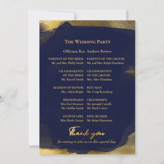 Programmes de cérémonie | Mariage bleu marine Abst (Dos)