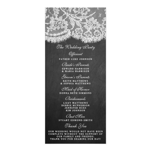 Programmes de collecte des Mariages Chalkboard & L (Dos)