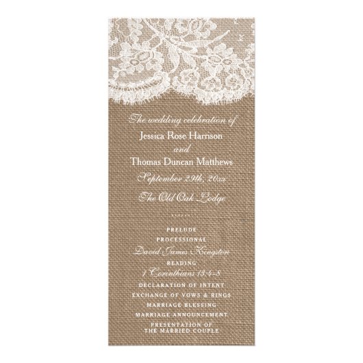 Programmes de collection de Mariages Burlap & Lace (Devant)
