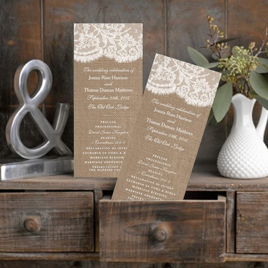 Programmes de collection de Mariages Burlap & Lace