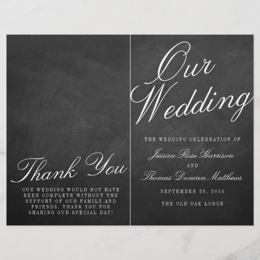 Programmes de collection de Mariages Chalkboard Fa (Devant)