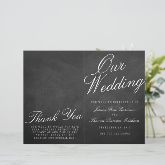Programmes de collection de Mariages Chalkboard Fa (Debout devant)