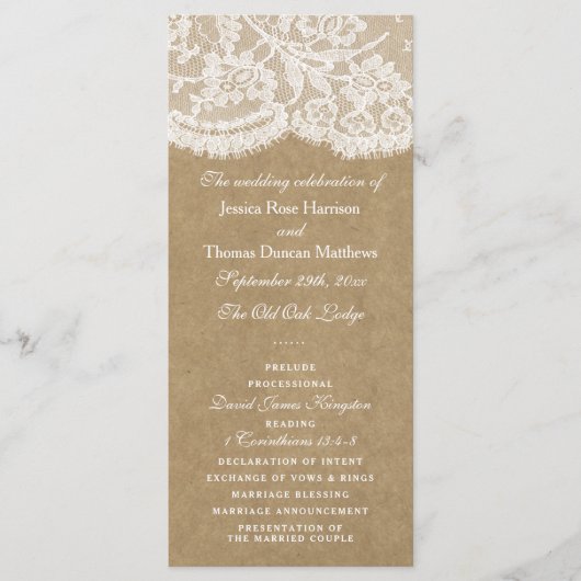 Programmes de collection de Mariages Kraft & Lace (Devant)