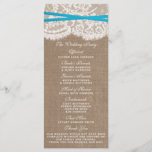 Programmes de collection de Mariages Rustic Blue B (Dos)