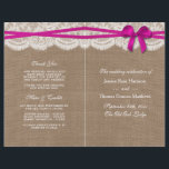 Programmes de collection de Mariages Rustic Pink B<br><div class="desc">La collection rustique de mariage arc rose est un design étonnant avec un joli arrière - plan rustique effet burlap avec un ensemble romantique vintage effet dentelle blanche et un superbe arc rose. Ces programmes peuvent être personnalisés pour votre occasion spéciale et feraient le modèle parfait pour les mariages, douches...</div>