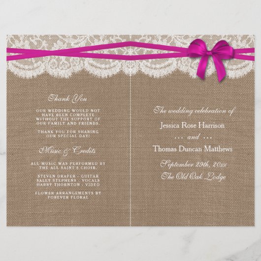 Programmes de collection de Mariages Rustic Pink B (Devant)