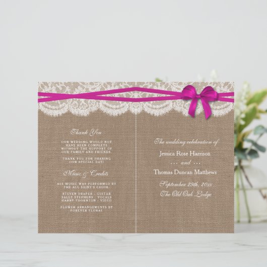 Programmes de collection de Mariages Rustic Pink B (Debout devant)