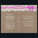 Programmes de collection de Mariages Rustic Pink B<br><div class="desc">La collection rustique de mariage arc rose est un design étonnant avec un joli arrière - plan rustique effet burlap avec un ensemble romantique vintage effet dentelle blanche et un superbe arc rose. Ces programmes peuvent être personnalisés pour votre occasion spéciale et feraient le modèle parfait pour les mariages, douches...</div>