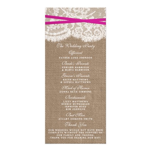 Programmes de collection de Mariages Rustic Pink B (Dos)