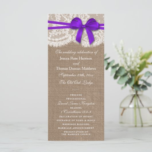 Programmes de collection de Mariages Rustic Purple (Debout devant)