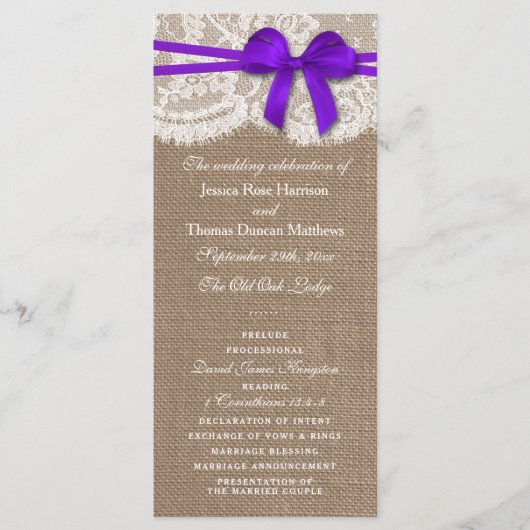 Programmes de collection de Mariages Rustic Purple (Devant)