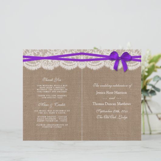 Programmes de collection de Mariages Rustic Purple (Debout devant)