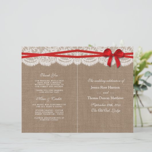 Programmes de collection de Mariages Rustic Red Bo (Debout devant)