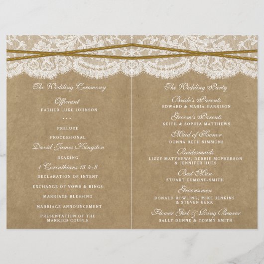 Programmes de collection Kraft, dentelle et tourne (Dos)