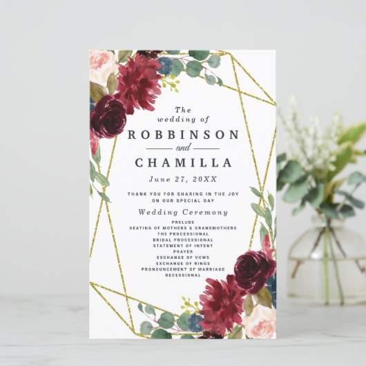 Programmes de fleurs géométriques dorées de Bourgo (Debout devant)