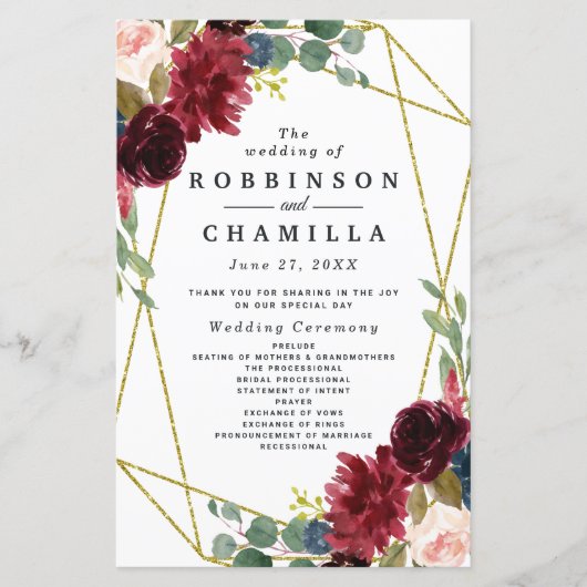 Programmes de fleurs géométriques dorées de Bourgo (Devant)